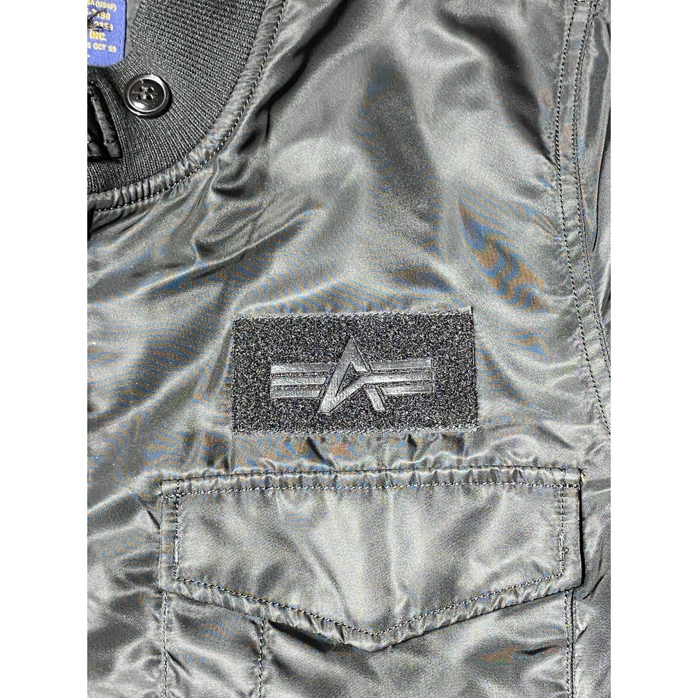 Alpha Industries Military Flight Bomber Jacket Mens L Black Utility USAF - Picture 5 of 12